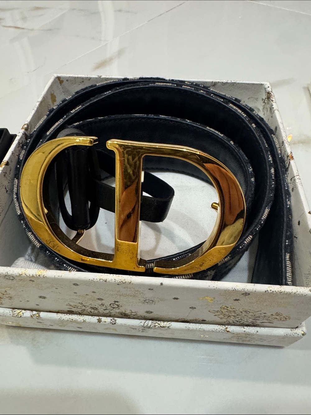 Designer-Inspired Men's Black Leather Belt with Gold Buckle